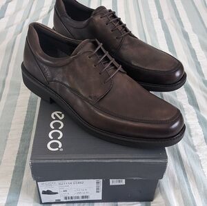 Men's Ecco Holton Leather Oxford Dress Shoes Cocoa Brown Size EU 46 US 12-12.5